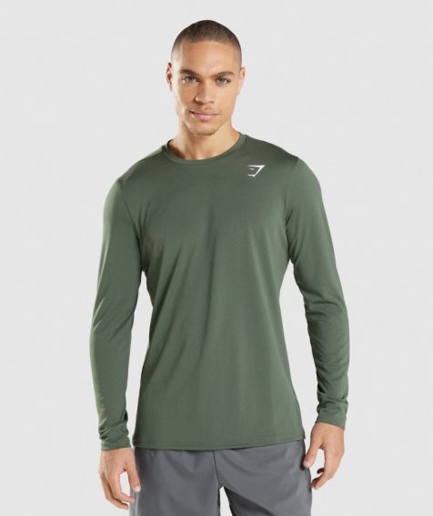 Men's Gymshark Arrival Long Sleeve T-Shirts Green | NZ 3HGVID